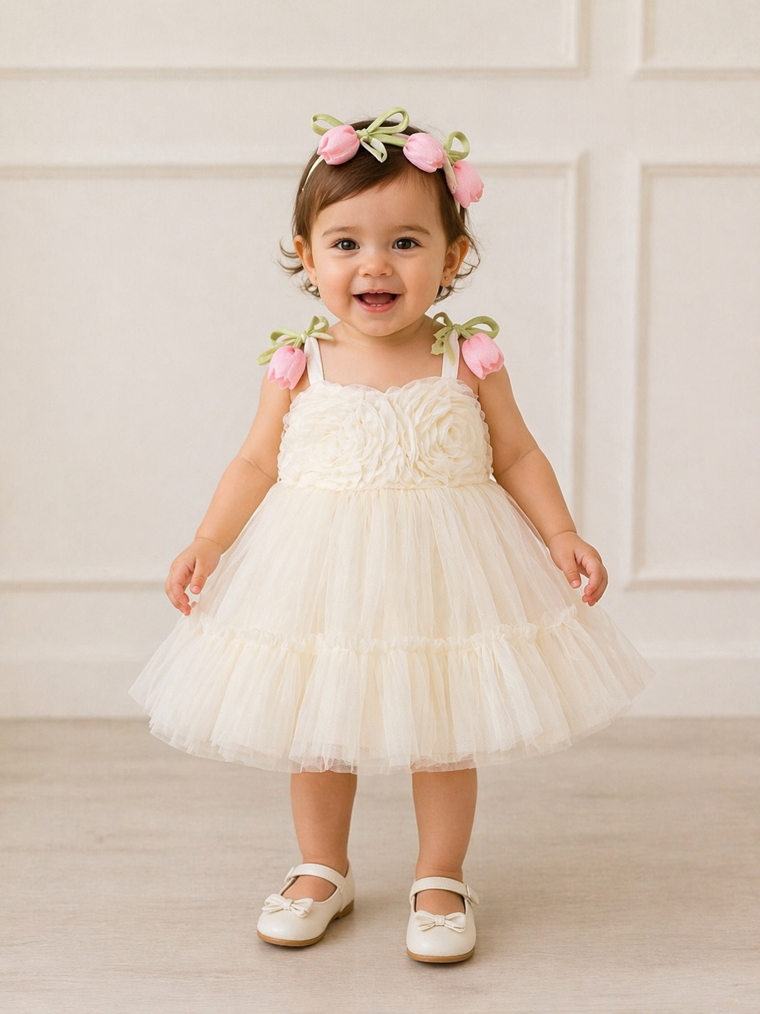 SWEETME LALELİ TÜLLÜ ELBİSE