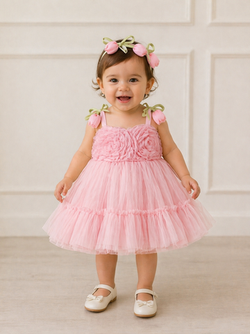 SWEETME LALELİ TÜLLÜ ELBİSE