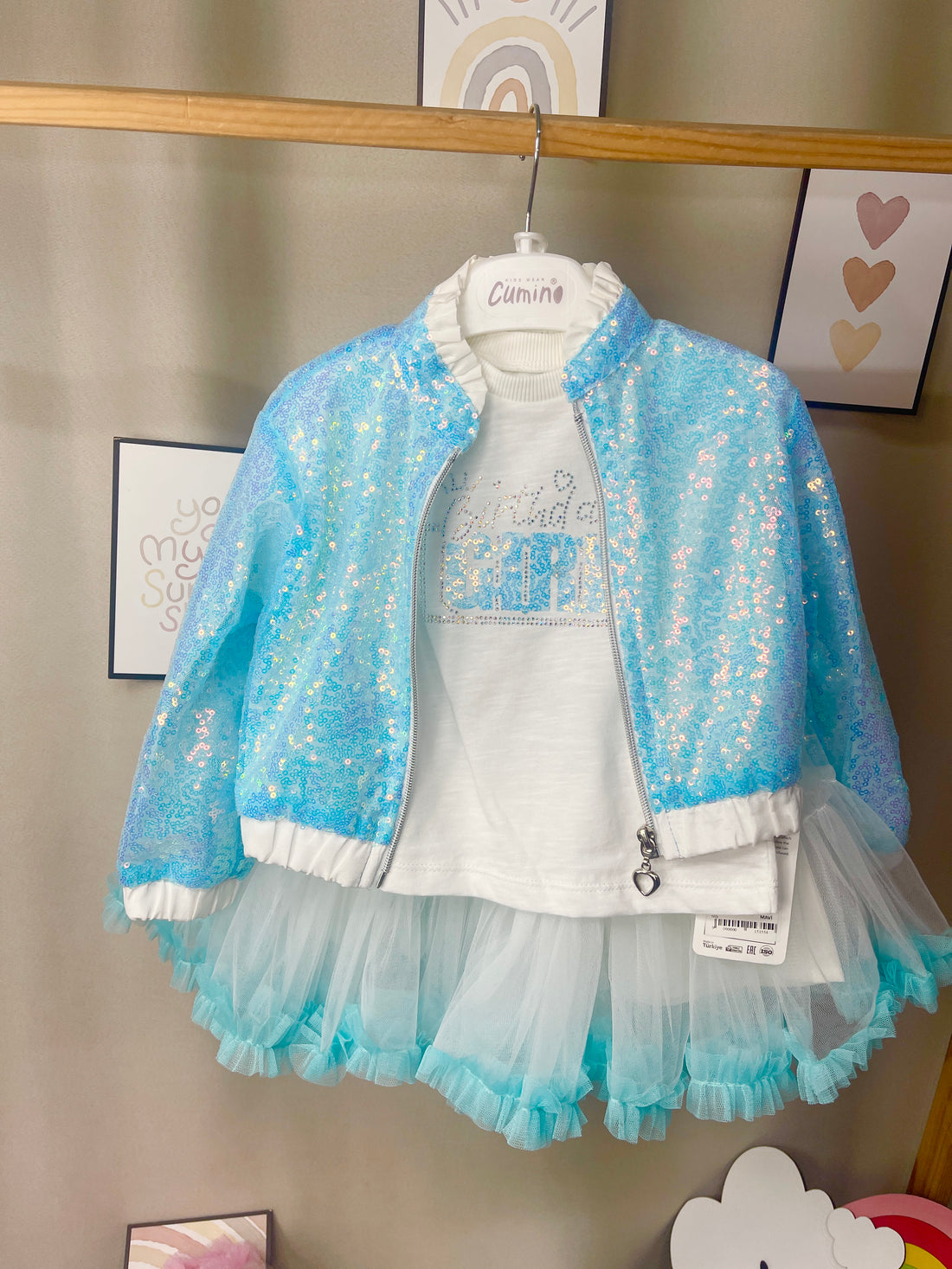 CUMİNO PULPAYETLİ ÜÇLÜ ETEKLİ TAKIM