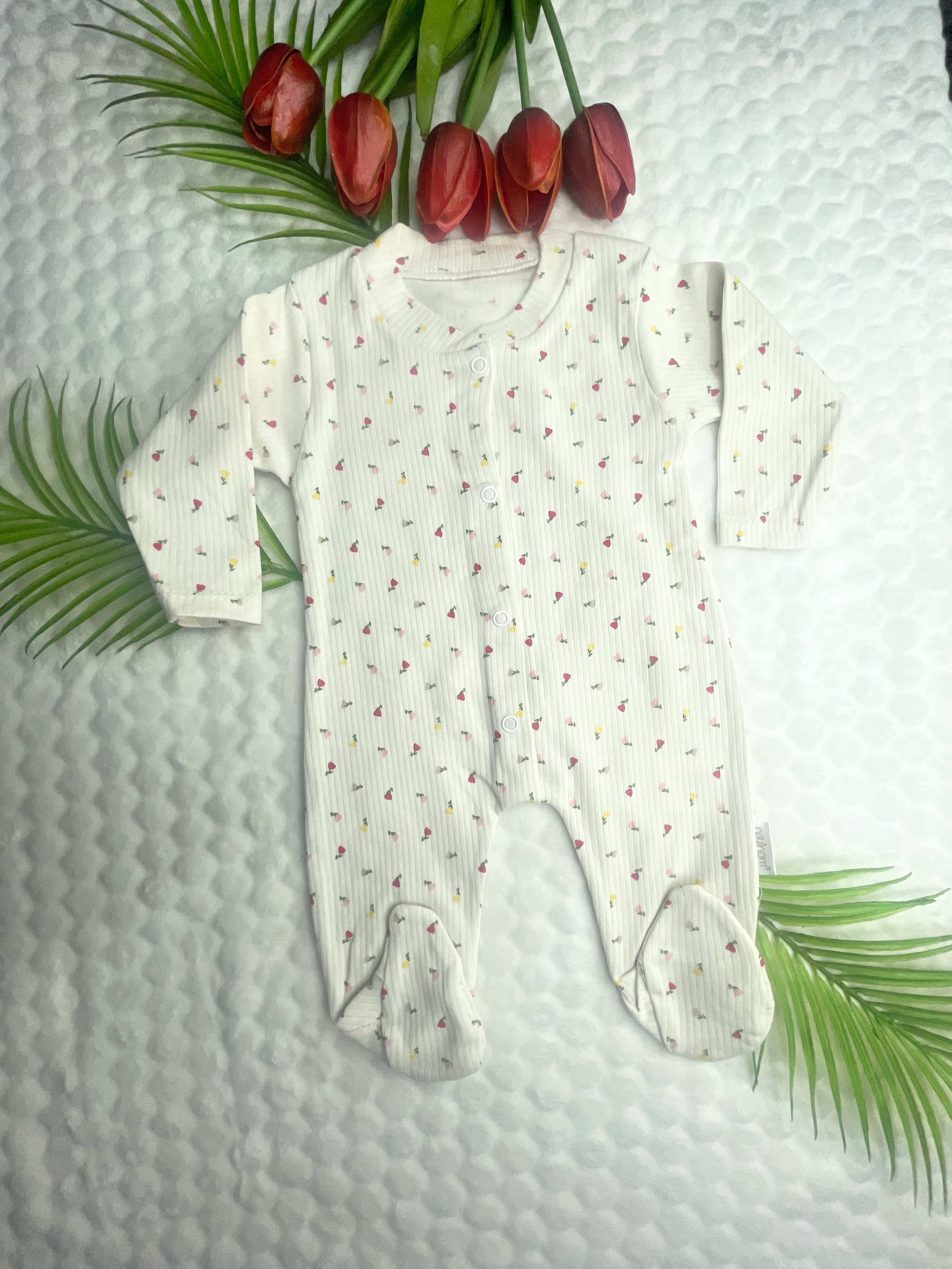 Nayinom küçük lale desenli çıtçıtlı tulum