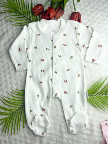 NAYİNOM Küçük lale desenli fitilli çıtçıtlı patikli tulum