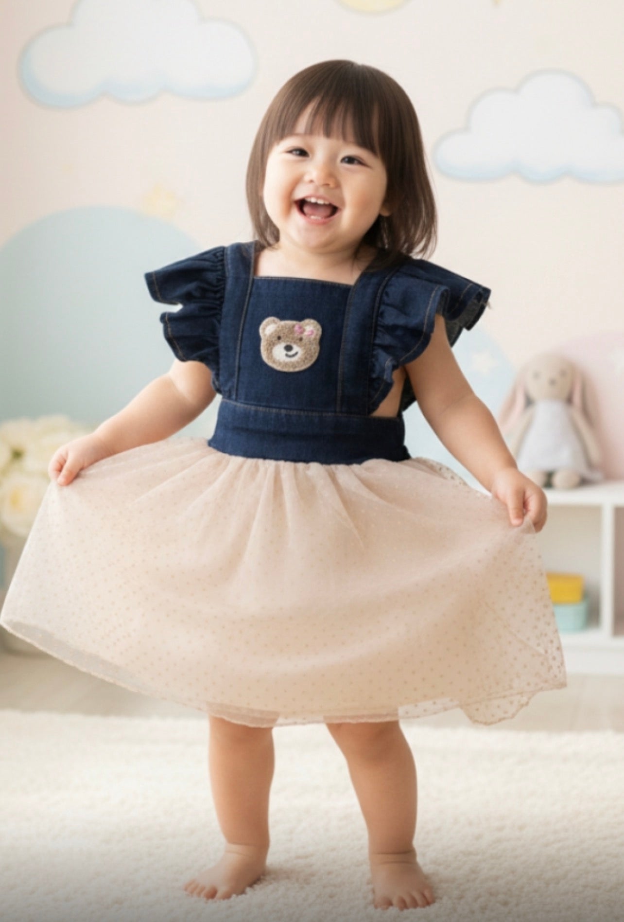 SWEETME SUNFLOWER KIZ ELBİSE