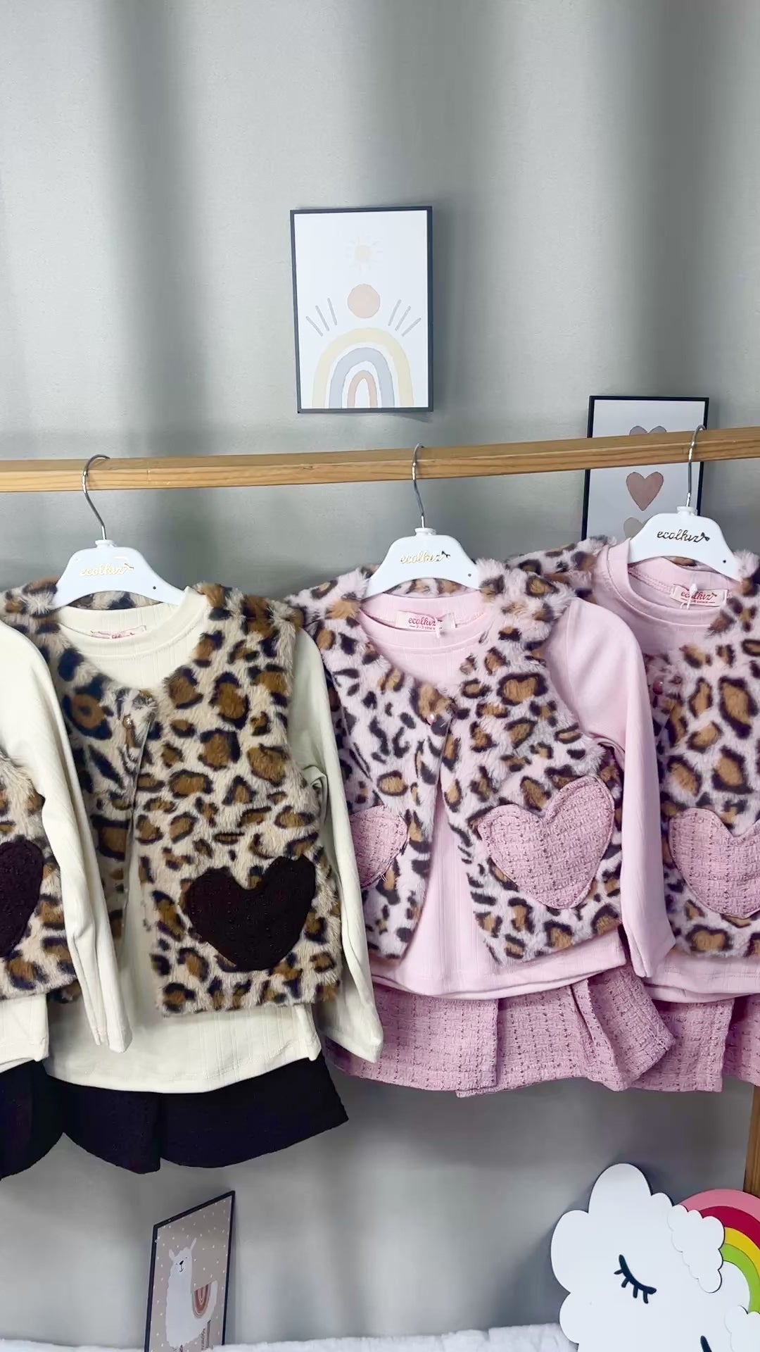 LEOPAR YELEKLİ ŞORT ETEKLİ ÜÇLÜ TAKIM
